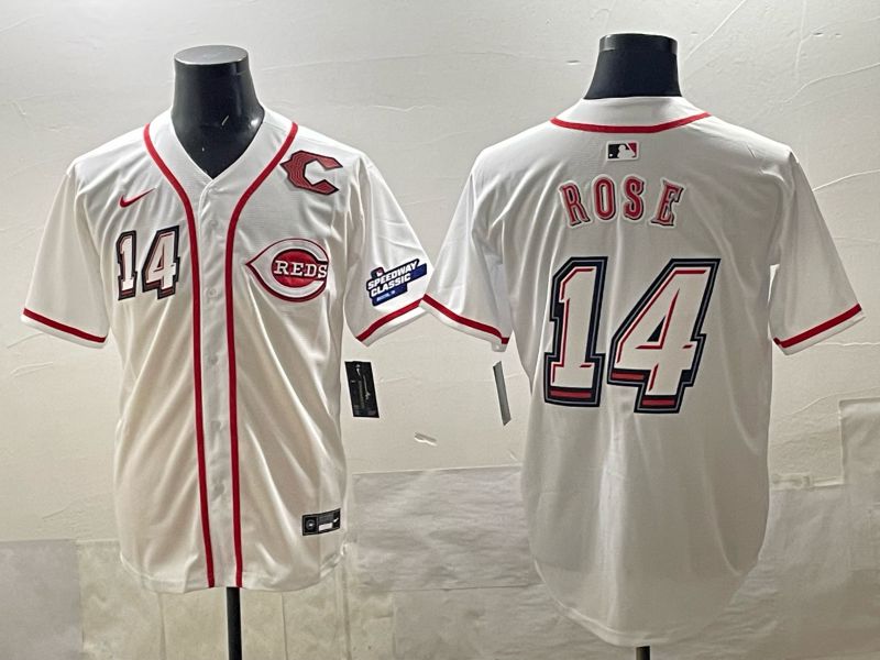 Men 2025 Cincinnati Reds #14 Rose White Nike 2025 MLB Jersey 03
